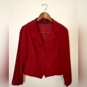 Briggs New York Red Blazer Suit Jacket Red Buttons Women's Petite Notch Lapel